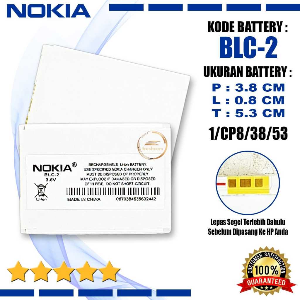 Baterai Original BLC2 / BLC-2 Compatible Hp Nokia 3310 , 3315 , 3330 , 3350 , 3560 , 3390 , 3395