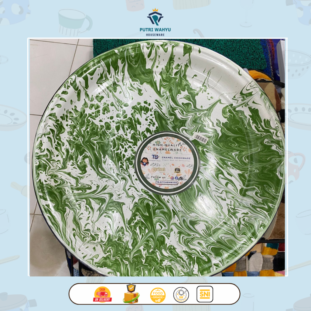 Talam Enamel Loreng 52cm Nagako – Nampan Besar Tahan Panas & Anti Karat