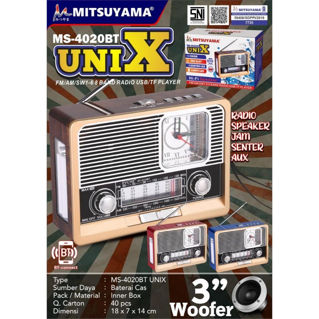 Radio Speaker Jam Senter Mitsuyama MS-4020BT UNIX 3" Woofer Cas / Radio Mitsuyama MS 4020BT