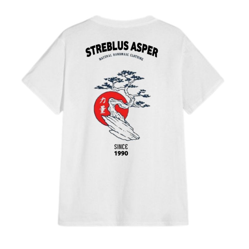STREBLUS ASPER _Kaos Bonsai white unisex _tshirt pria wanita