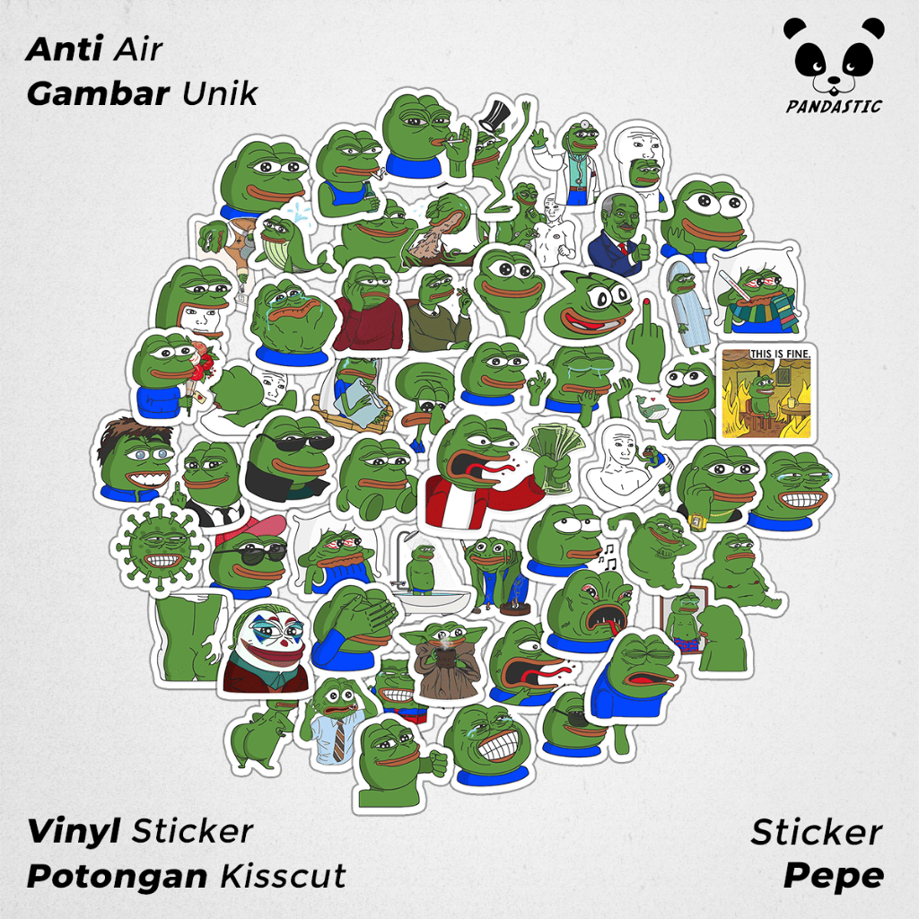 

Stiker Tempel Pepe Meme Kodok Lucu Paper Vinyl Dekorasi Laptop Koper Tumbler Kulkas DIY