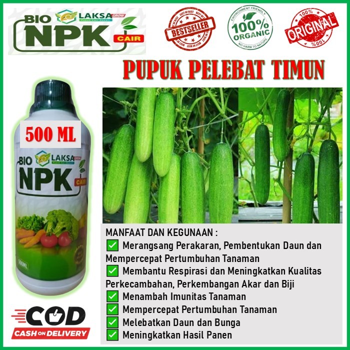 BIO NPK CAIR LAKSA GROW PUPUK PELEBAT TIMUN/MENTIMUN - pupuk organik npk cair membantu meningkatkan 