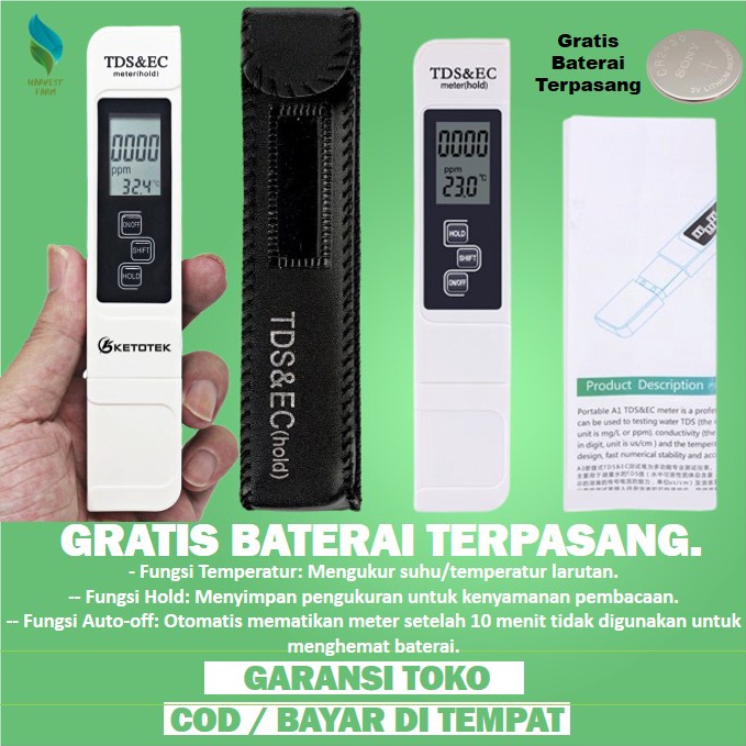 KODE S75X Tds Meter  Ec Meter Hidroponik Multitester Alat Ukur Hidroponik Kit Tds Hidroponik Tds Met