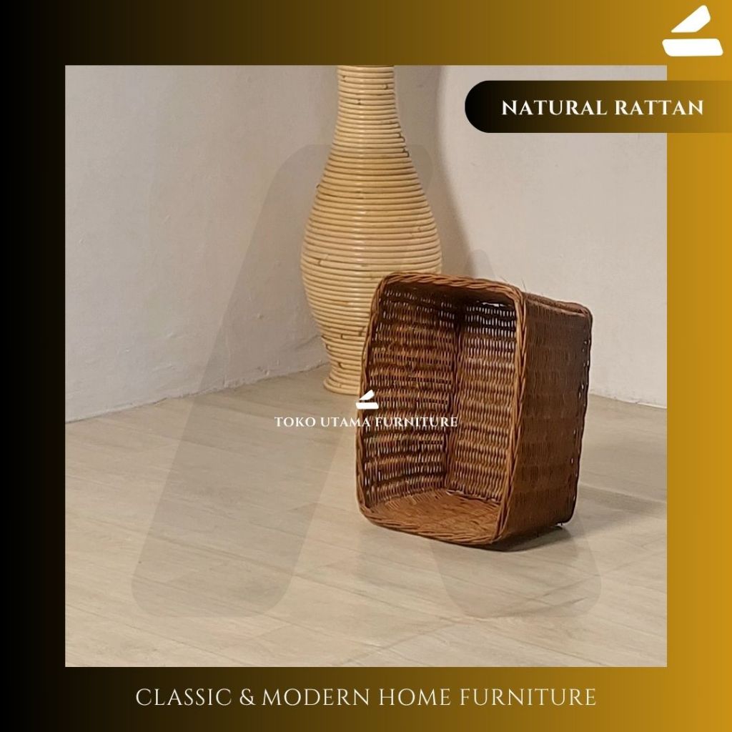 STORAGE BOX LACI HONEY PERSEGI ROTAN ALAMI / KERANJANG KOTAK ROTAN ASLI - TEMPAT WADAH SERBAGUNA