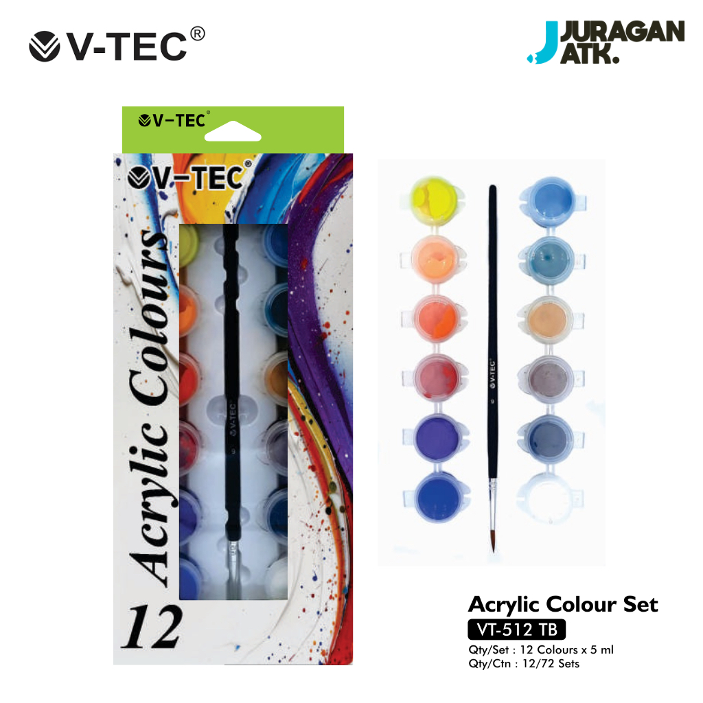 

Acrylic Colours 12Colors V-Tec Artist Series 5ML Cat Akrilik VT-512 TB