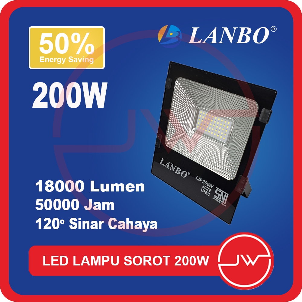 LAMPU SOROT LED / LAMPU TEMBAK / LAMPU KAP LED / HOLOGEN / WARNA PUTIH / 200 WATT / LANBO