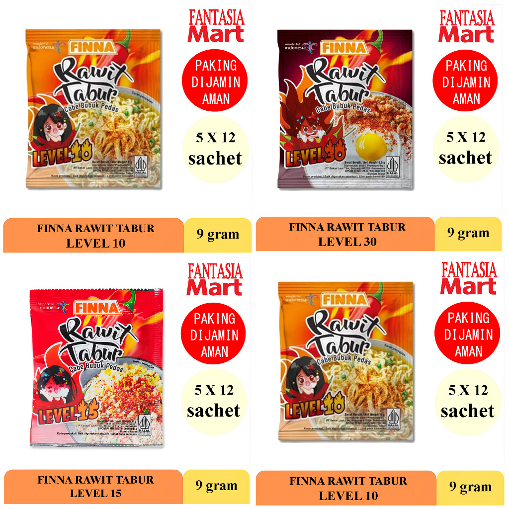 

FINNA RAWIT TABUR BUBUK CABE PACK 5 X 12 SACHET FANTASIA DENGAN PAKING AMAN