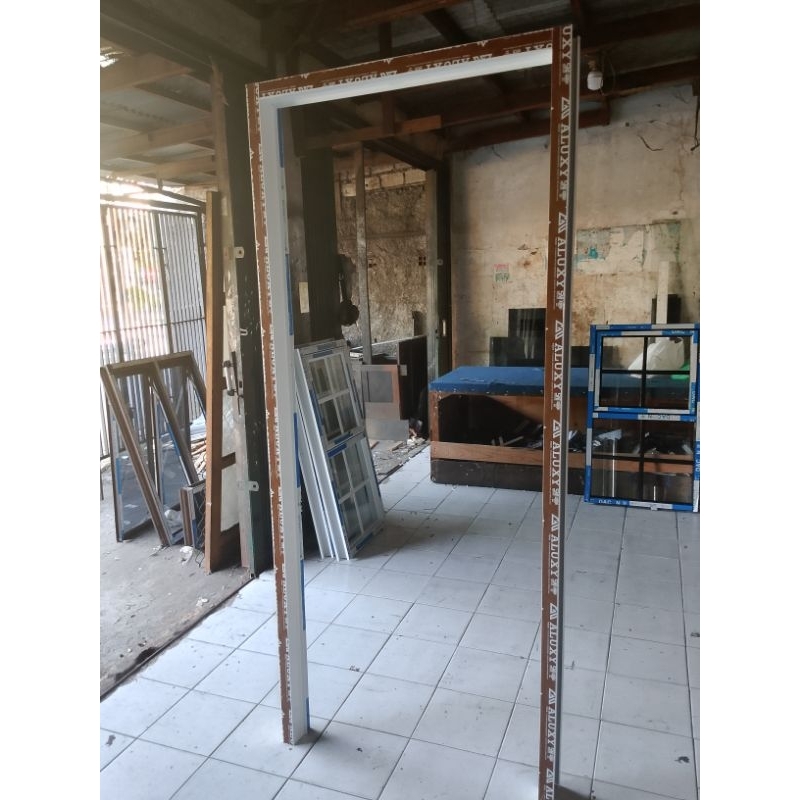 kusen pintu alumunium ukuran 90x200 90x210 bahan 4in gratis Peking kayu