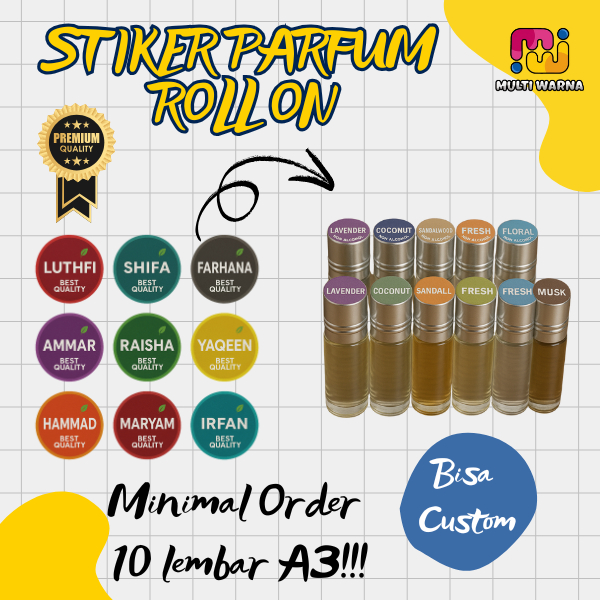 Cetak Stiker Tutup Botol Parfum Roll On Custom (Minimal Order 10 Lembar)
