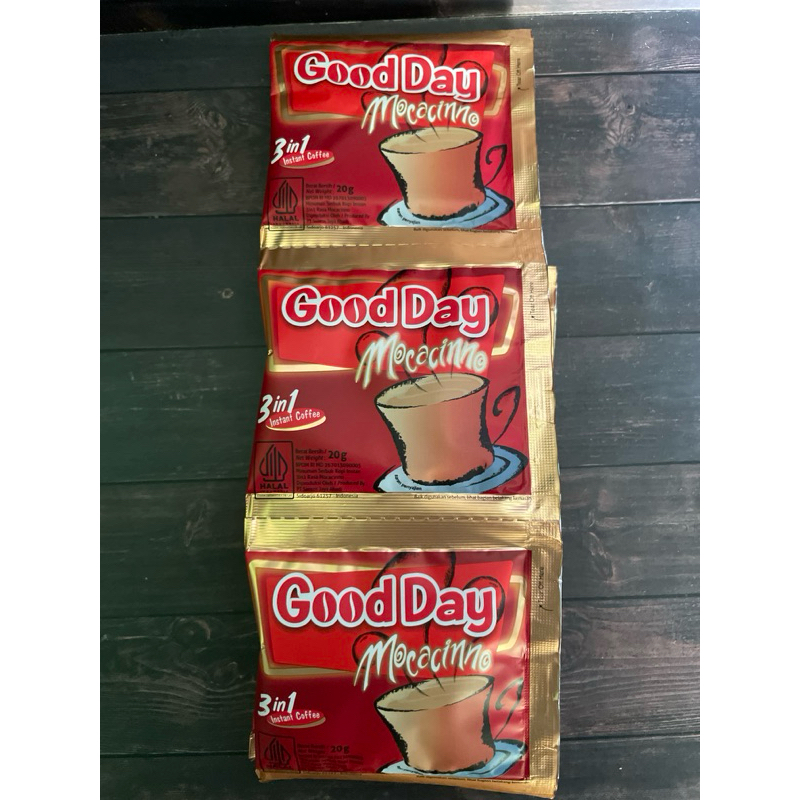 

Kopi good day mocacino 3in1 (per renceng isi 10 sachet)