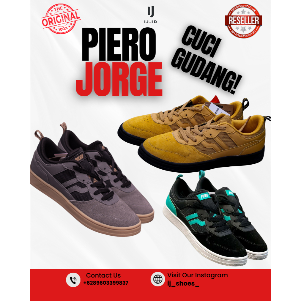 CUCI GUDANG Piero Jorge Dark Grey Black Gum / Brown Black / Black Teal White 100% ORIGINAL (RESELLER