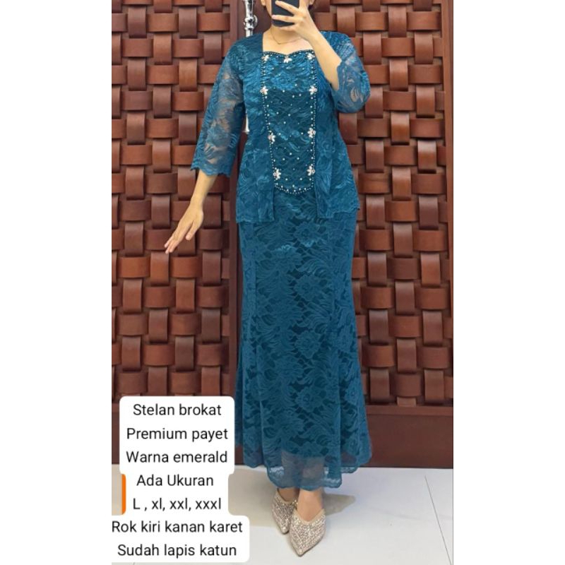 Set Blouse Rok Brokat Siap Pakai