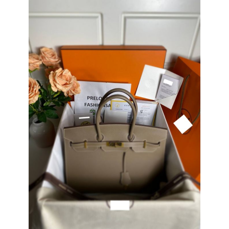 Preloved Birkin 35 Sellier Etoupe Epsom Gold Hardware Authentic