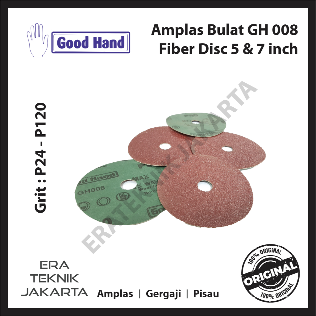 100 Pcs Amplas Bulat Goodhand Fiber Disc 7" Grit 16 24 36 40 60 120 150
