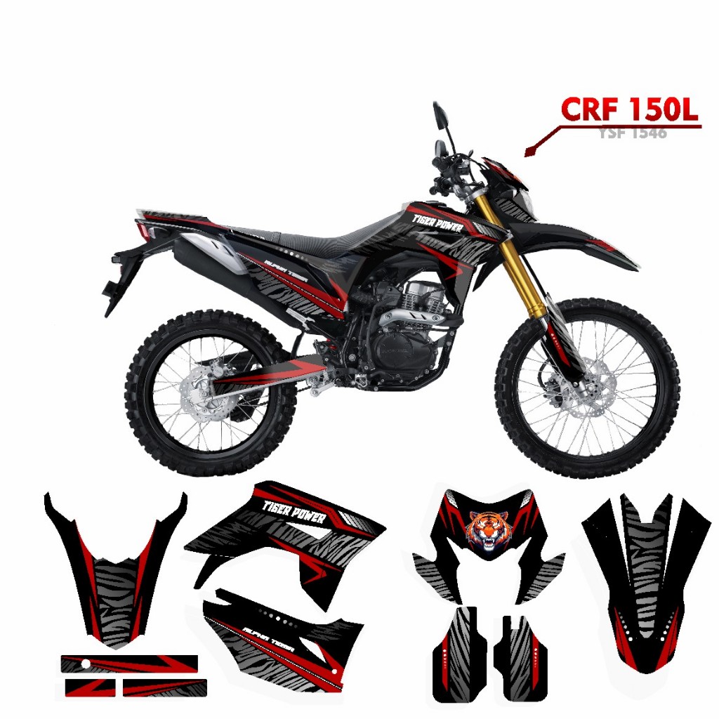 Decal CRF 150L FULLBODY 195 WARNA HITAM LIS MERAH