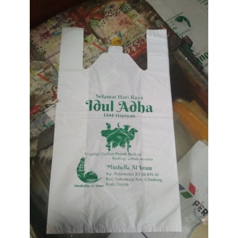 Sablon plastik kresek murah, kantong kresek qurban