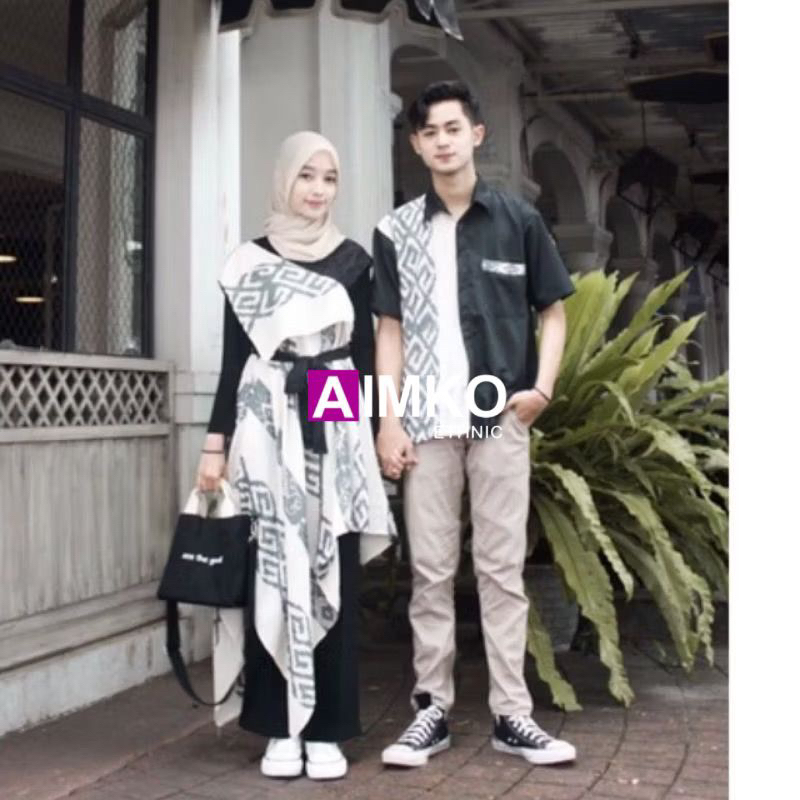 COUPLE SIERA DRESS IVORY TENUN IKAT ASLI - couple tenun - baju tenun couple - baju tenun - dress ten