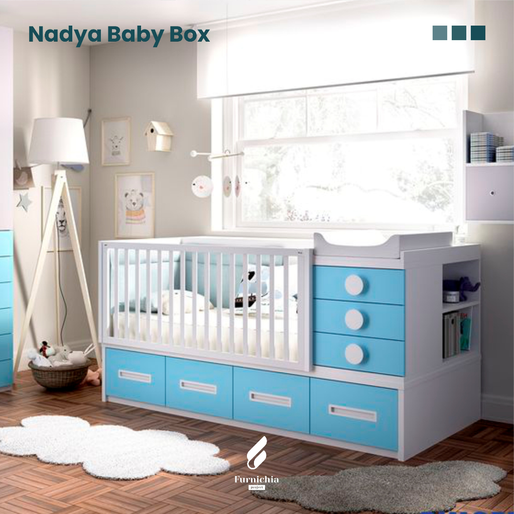 Box bayi dan tafel laci, Baby crib dan lemari cat duco, Ranjang bayi minimalis modern 2025,
