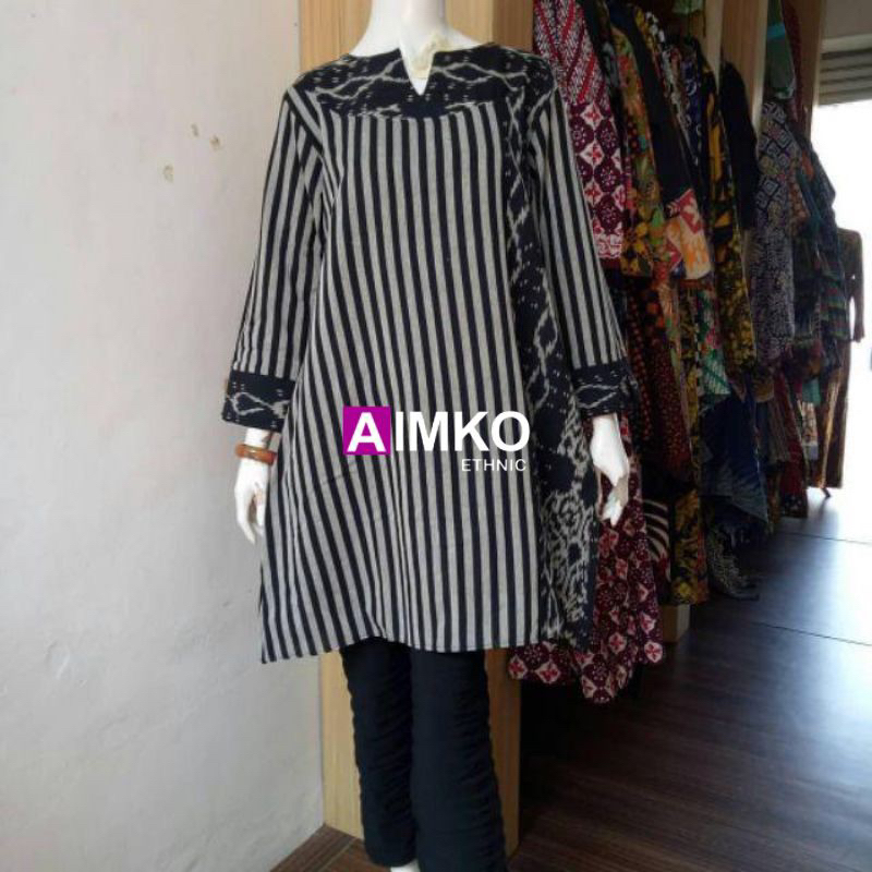 Tunik tenun motif lurik