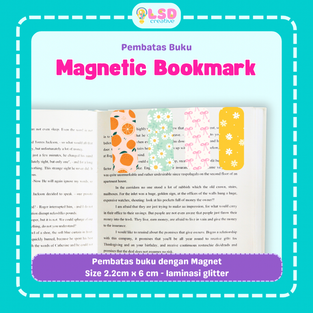 

LSD Creative Magnetic Bookmark Pembatas Buku Motif Estetik