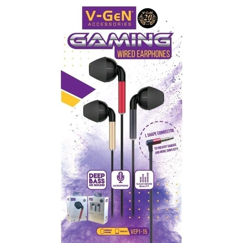 VGEN VEP1-15 Wired Handsfree Headset L Shape Gaming V-Gen Earphone | Earphone Gaming