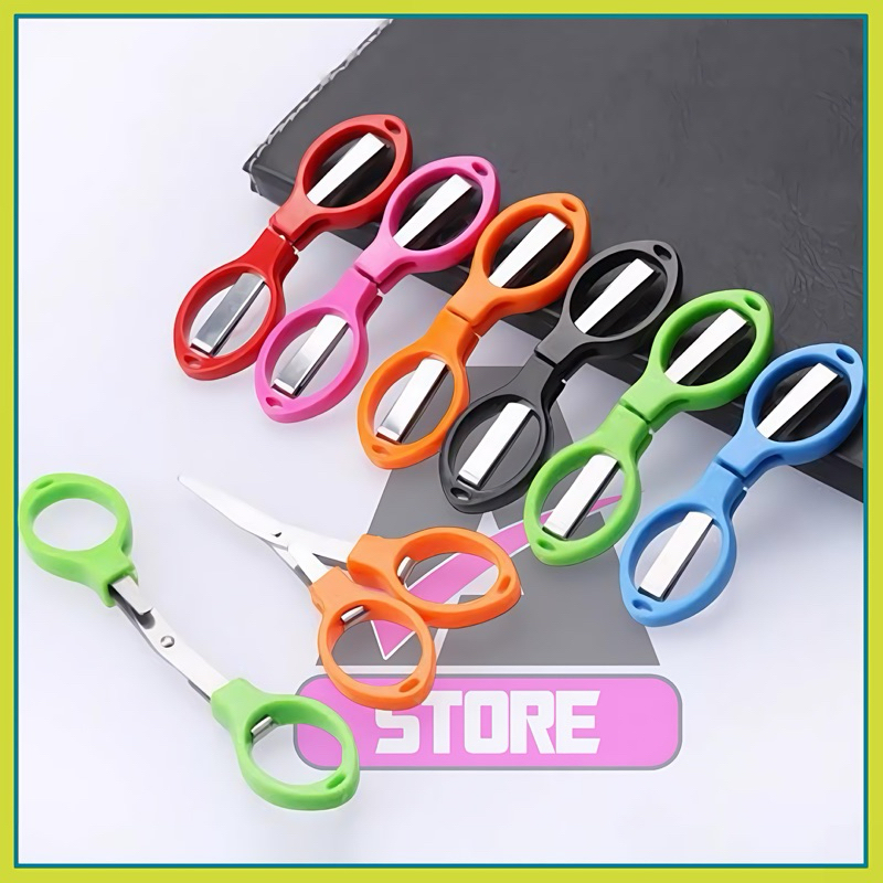 

Gunting Lipat Portable Gunting Lipat Mini Travel Scissors Bentuk Kacamata WARNA RANDOM