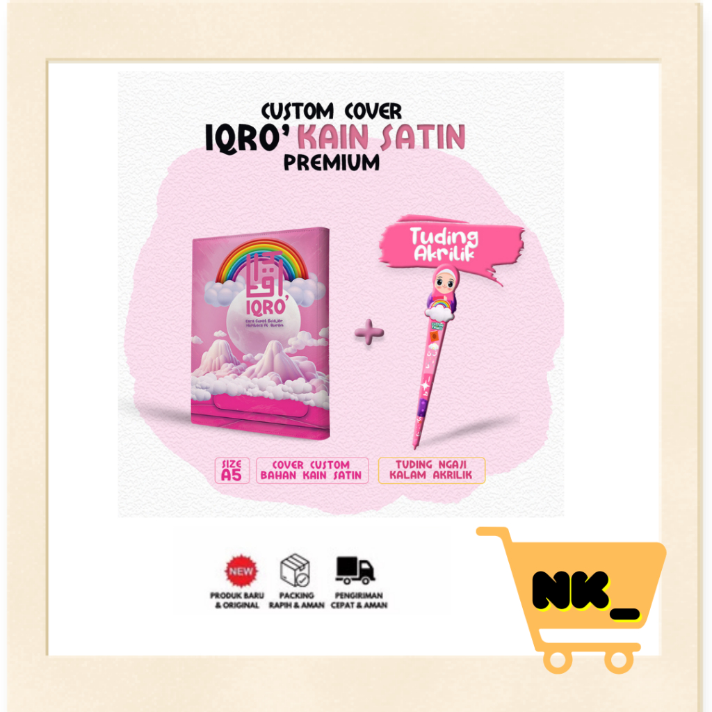

NK - Cover Iqro Anak Hanya Cover saja tanpa Iqro ukuran A5 Bahan Satin ( Banyak Varian , Lebih Eksulisif ) Motif pelangi