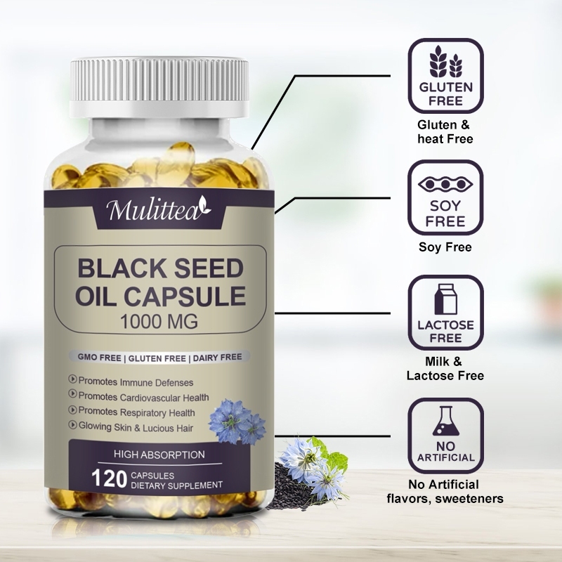 

Minyak Jintan Hitam Mulittea 1000 mg Formula Antioksidan Jintan Hitam Perasan Dingin - Membantu Kesehatan Pencernaan, Dukungan Kekebalan Tubuh, Fungsi Otak