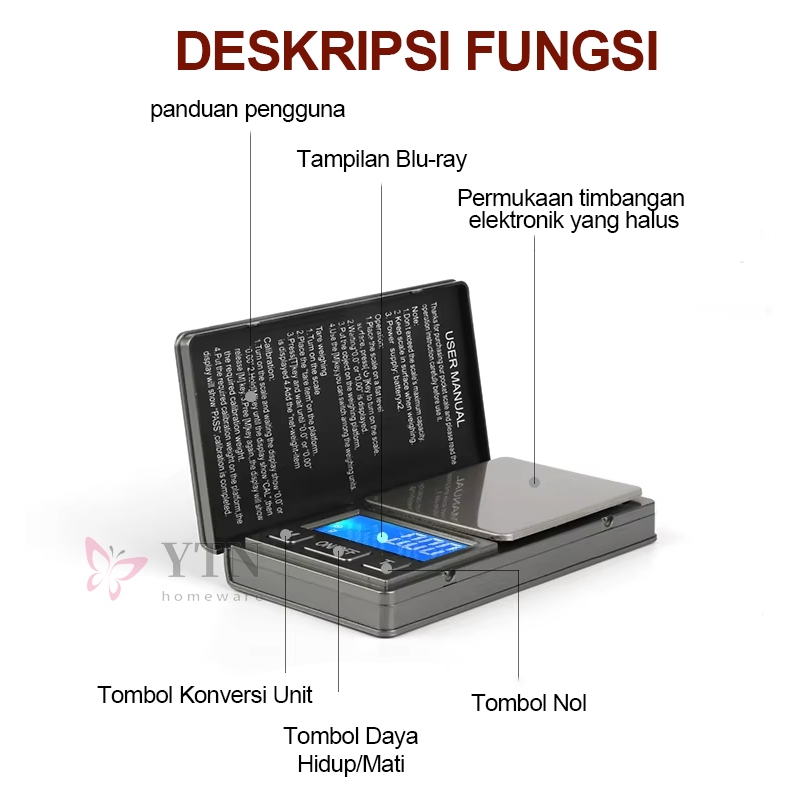 FREE ONGKIR TIMBANGAN EMAS POCKET DIGITAL/MINI DIGITAL BATERAI AKURASI LED KECIL TIMBANGAN EMAS