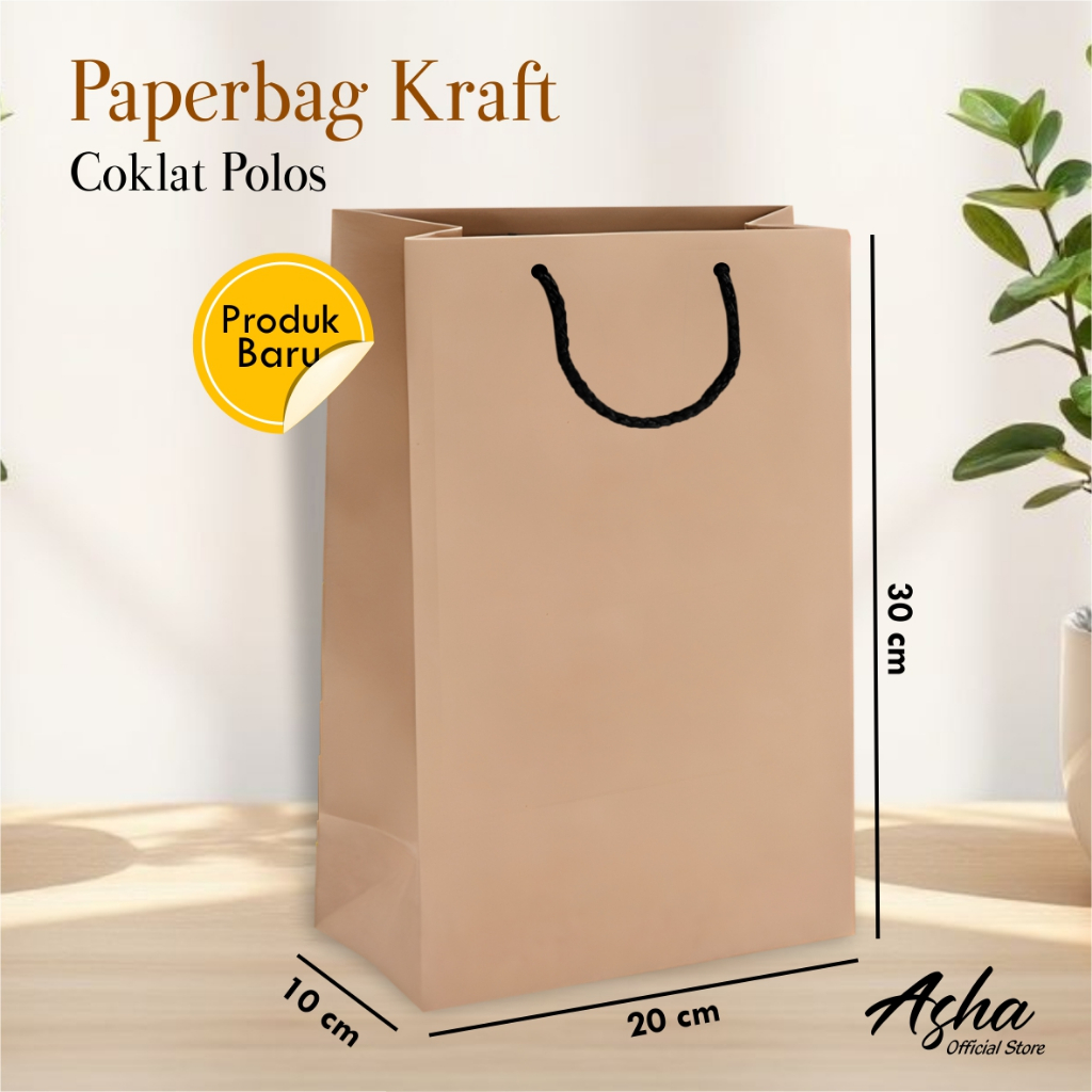 

PAPER BAG COKLAT KRAFT POLOS - TAS SOUVENIR PERNIKAHAN BAHAN KRAFT UKURAN 20 x 30 x 10