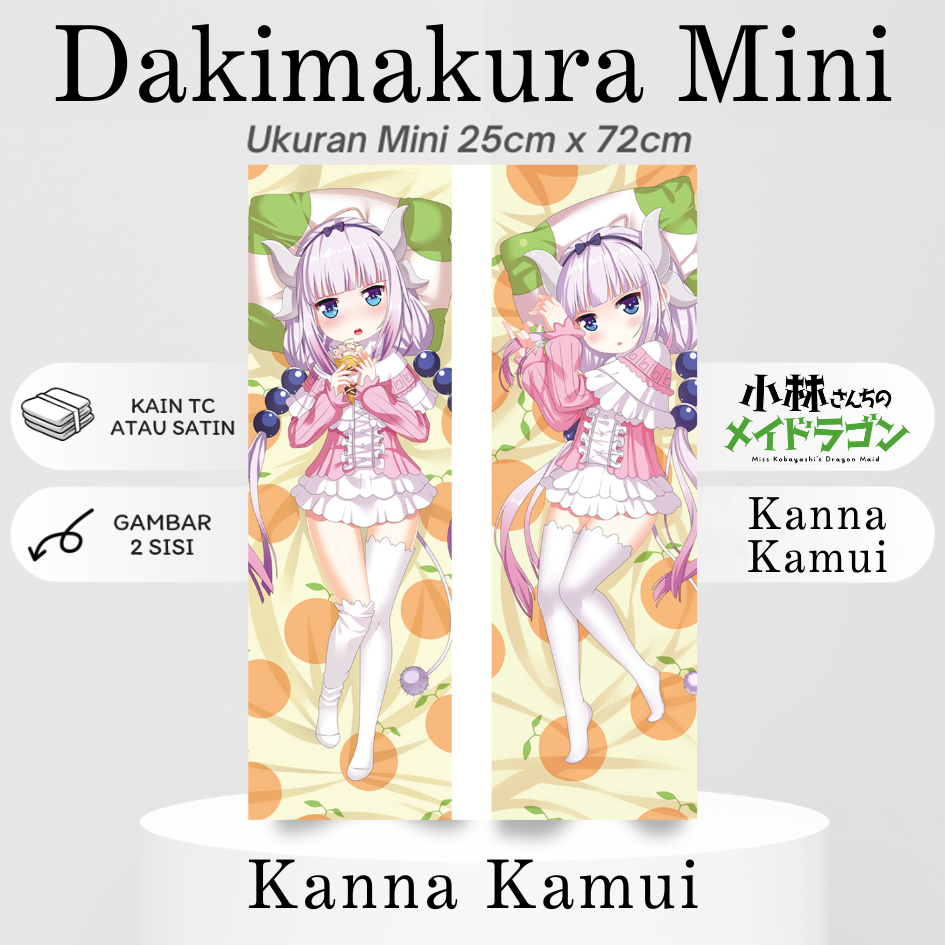 DAKIMAKURA Mini KANNA KAMUI Miss Kobayashi's Dragon Maid - Sarung bantal Mini Waifu Anime Kobayashi-
