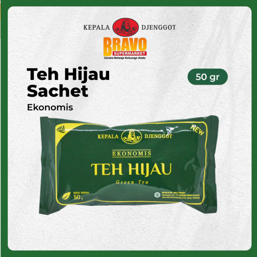 

Bravo Bojonegoro - Kepala Djenggot Teh Hijau Sachet Ekonomis 50 gr - Teh Seduh Hijau