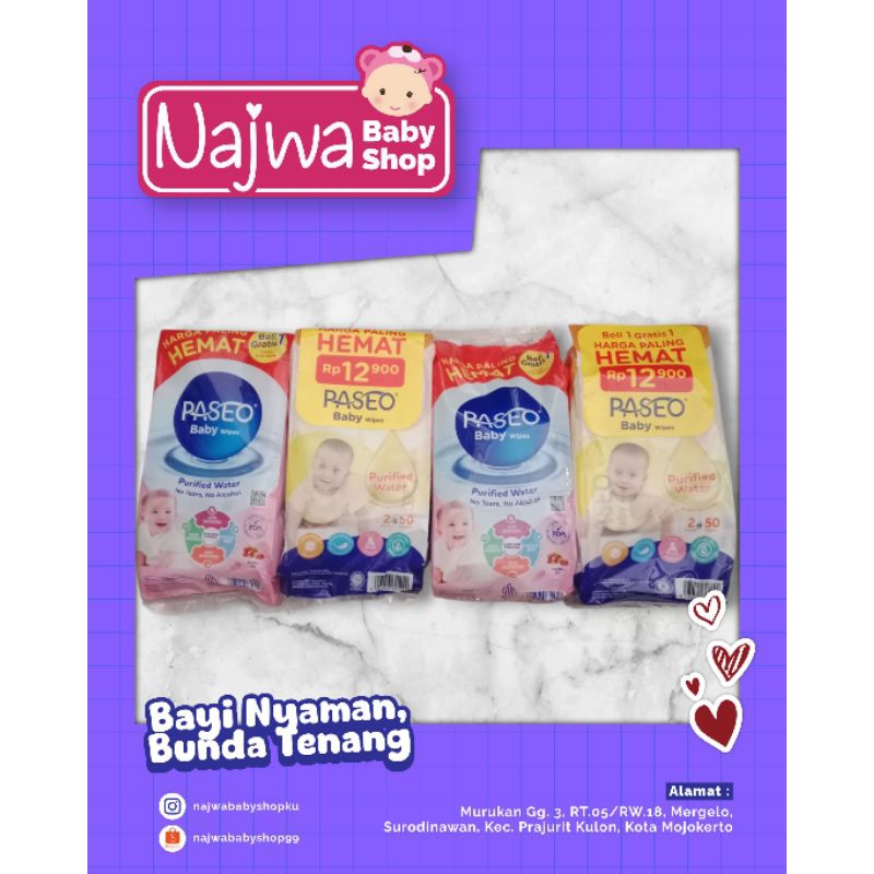 PASEO BABY WIPES 50+50 SHEETS/PASEO WIPES BANDED