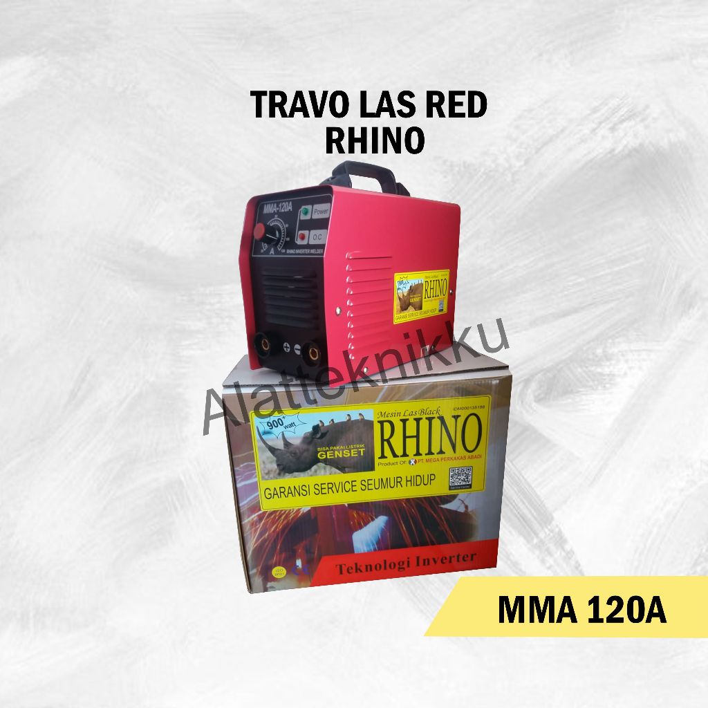 RHINO TRAVO LAS 120 A MERAH MESIN LAS RHINO MMA 120A 900W TRAVO LAS INVERTER IGBT RED