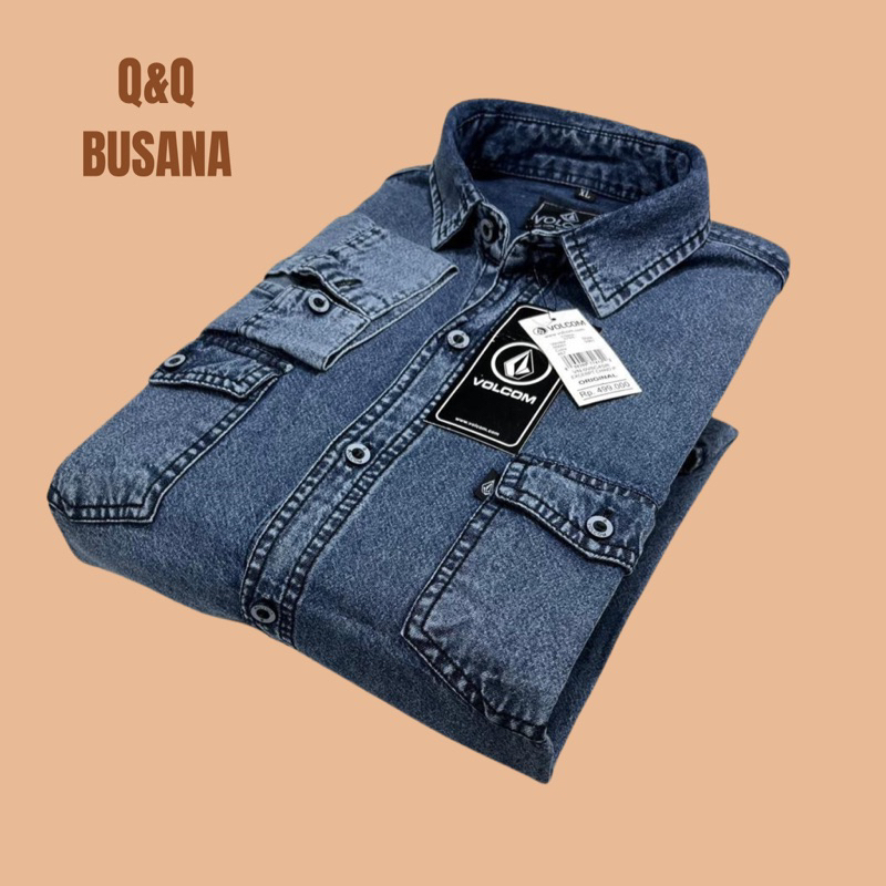 kemeja pria lengan panjang Volcom Jeans Import Denim Size M-L-XL & Jumbo XXL-XXXL-XXXL Hight Quality