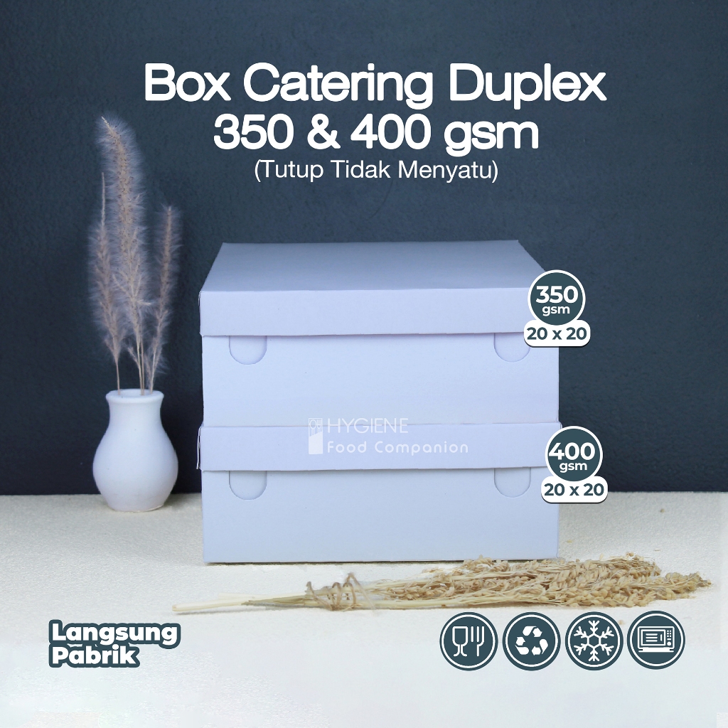 CATERING BOX DUPLEX 20 X 20 / KOTAK MAKAN KERTAS PUTIH UK.20