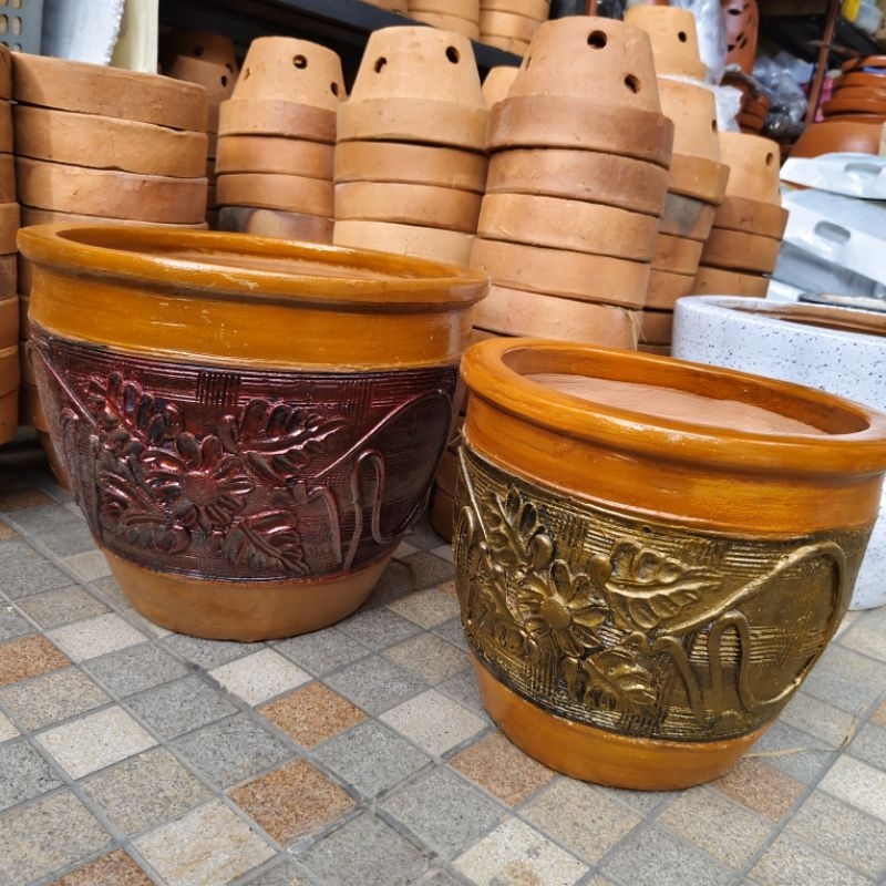 Pot Gerabah terakota Tanah Liat D30  & D 37 cm VAS BUNGA JUMBO