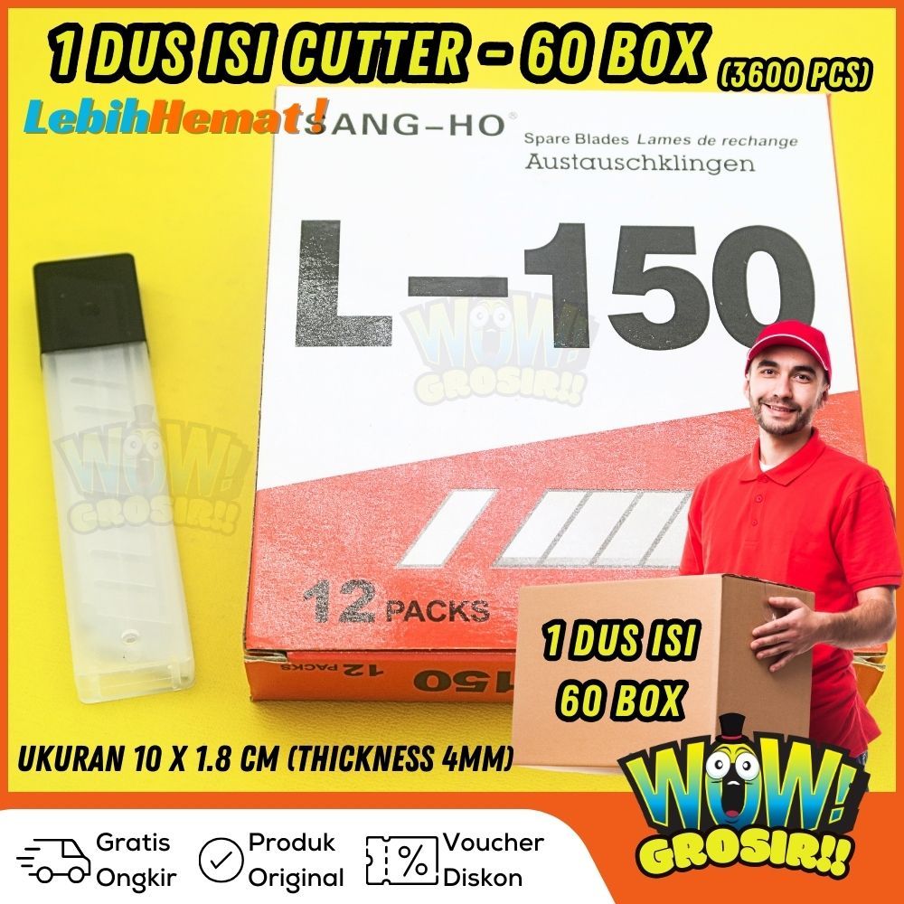 

Grosir!! 1 Dus isi 3600 Pcs (ISI CUTTER BESAR) SANG-HO L-150 ISI REFILL CUTTER TAJAM