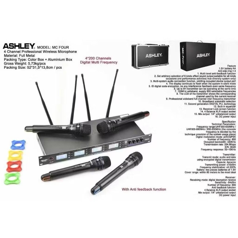 MIC WIRELESS ASHLEY MC FOUR 4 MICROPHONE HANDHELD ORIGINAL