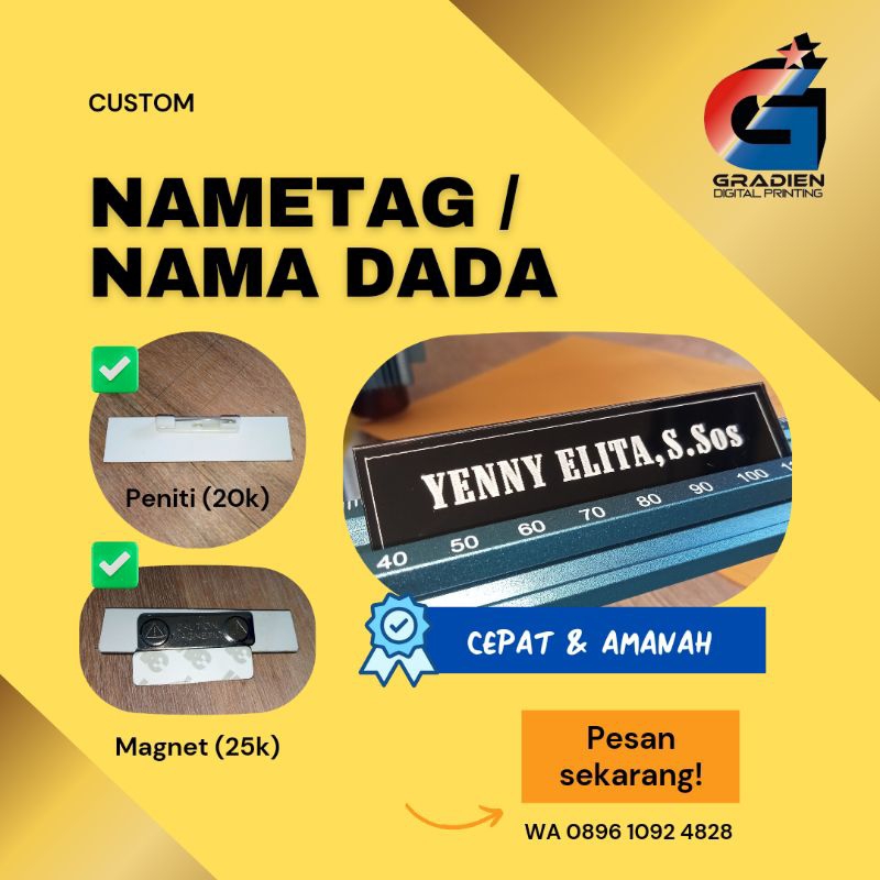 

GRADIEN Nama Dada/Name Tag Akrilik/Resin