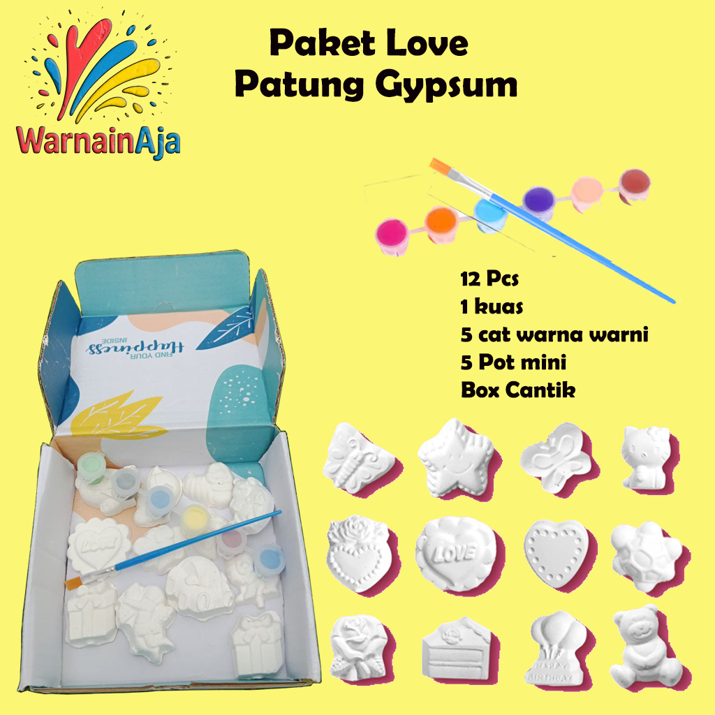 

souvenir ulang tahun anak murah grosir mewarnai patung gypsum isi komplit sudah lengkap 6 pcs karakter random