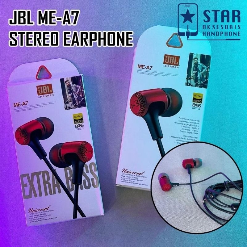 Headset JBL Harman Kardon ME -A7 Handsfree JBL ME -A8 Earphone JBL Harman Kardon Extra Bass