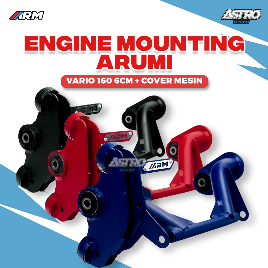 Engine Mounting Arumi Vario 160 Full CNC 6 cm Plus Cover Mesin ARM Stainless Steel CVT Astro Custom