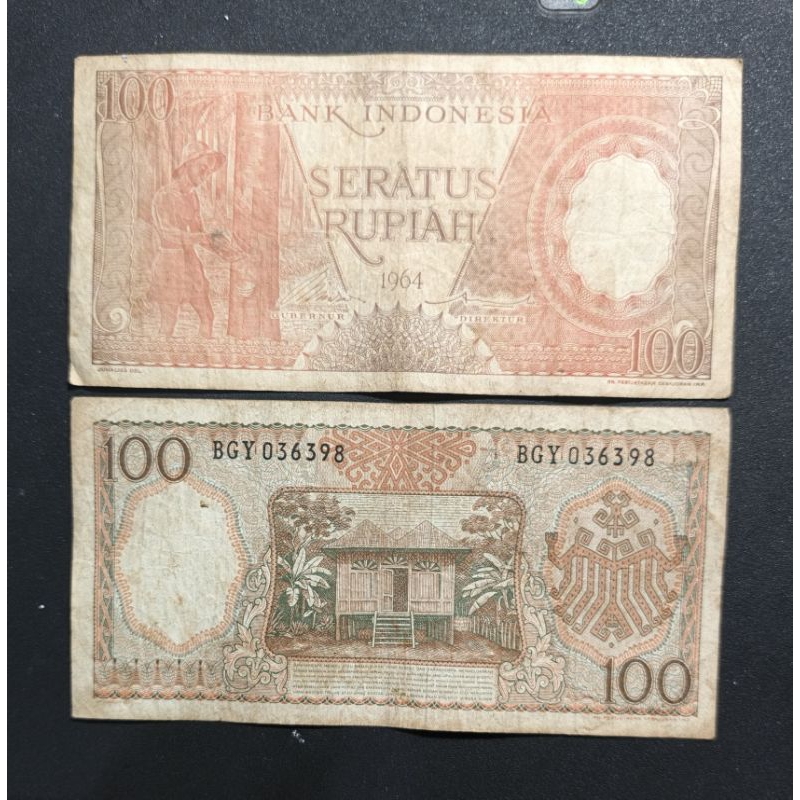 Uang Kertas Kuno 100 Rupiah Pekerja Tahun 1964