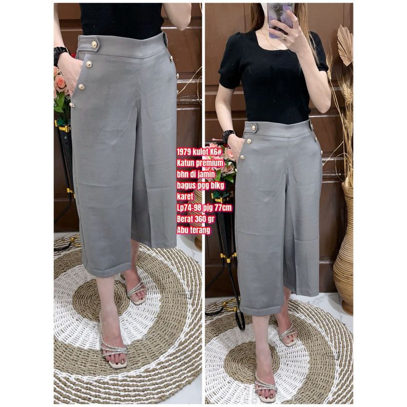 1979 Celana Kulot 7/8 Katun Wanita Korean Style Jumbo XL