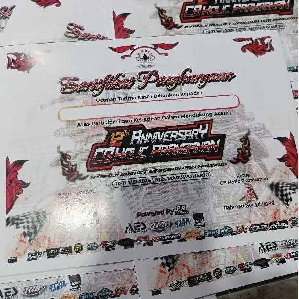Piagam acara CB Holic Prambanan 2025