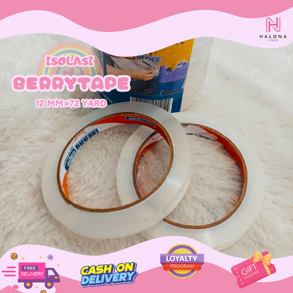 

1 SLOP SOLASI 12MM×75 BERRY / ISOLASI 12MM x 75 BERRY (isi 12 pcs)