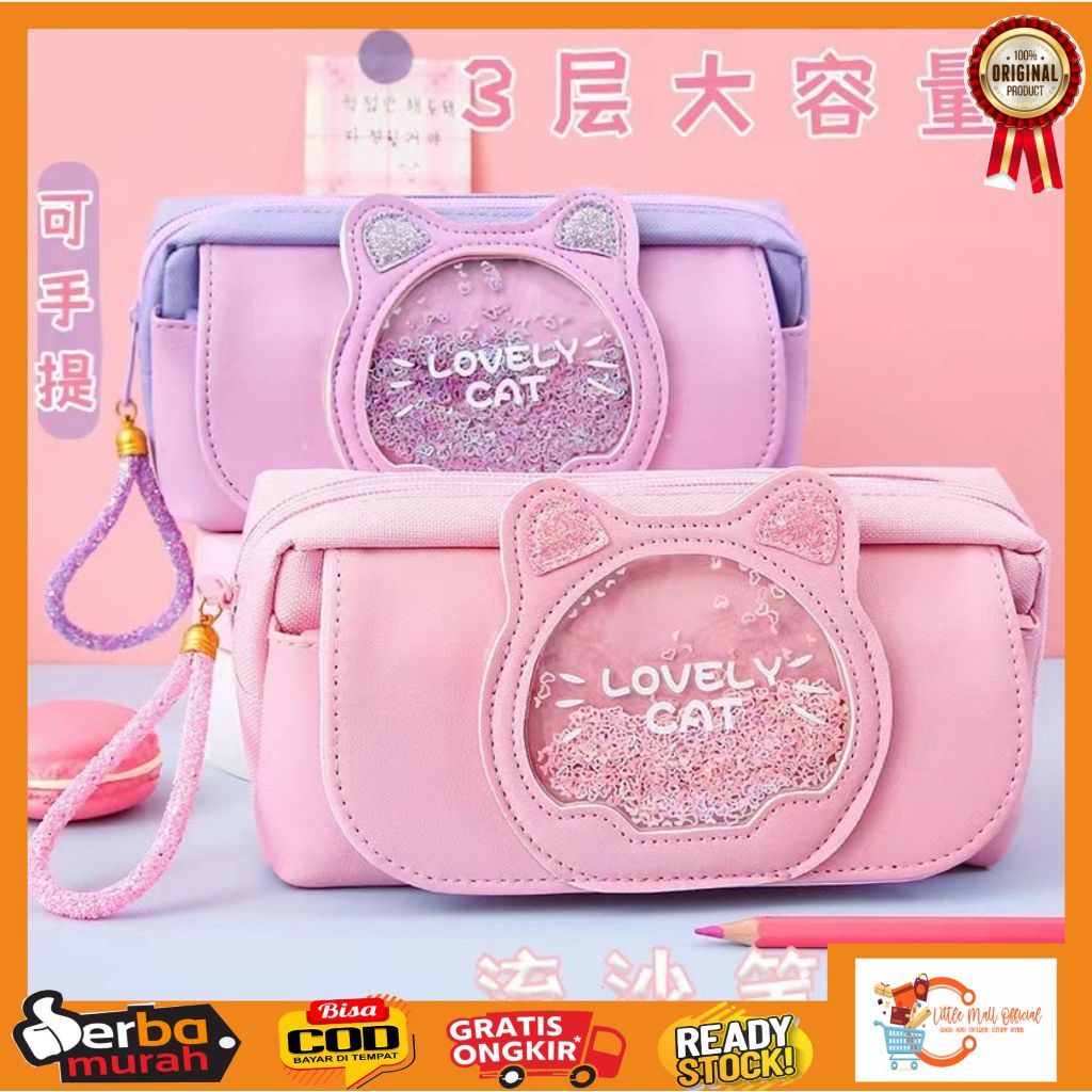 

Little Mall TEMPAT PENSIL CASE RESLETING ANAK GLITTER KOTAK PENSIL ANAK PEREMPUAN LOVELY CAT