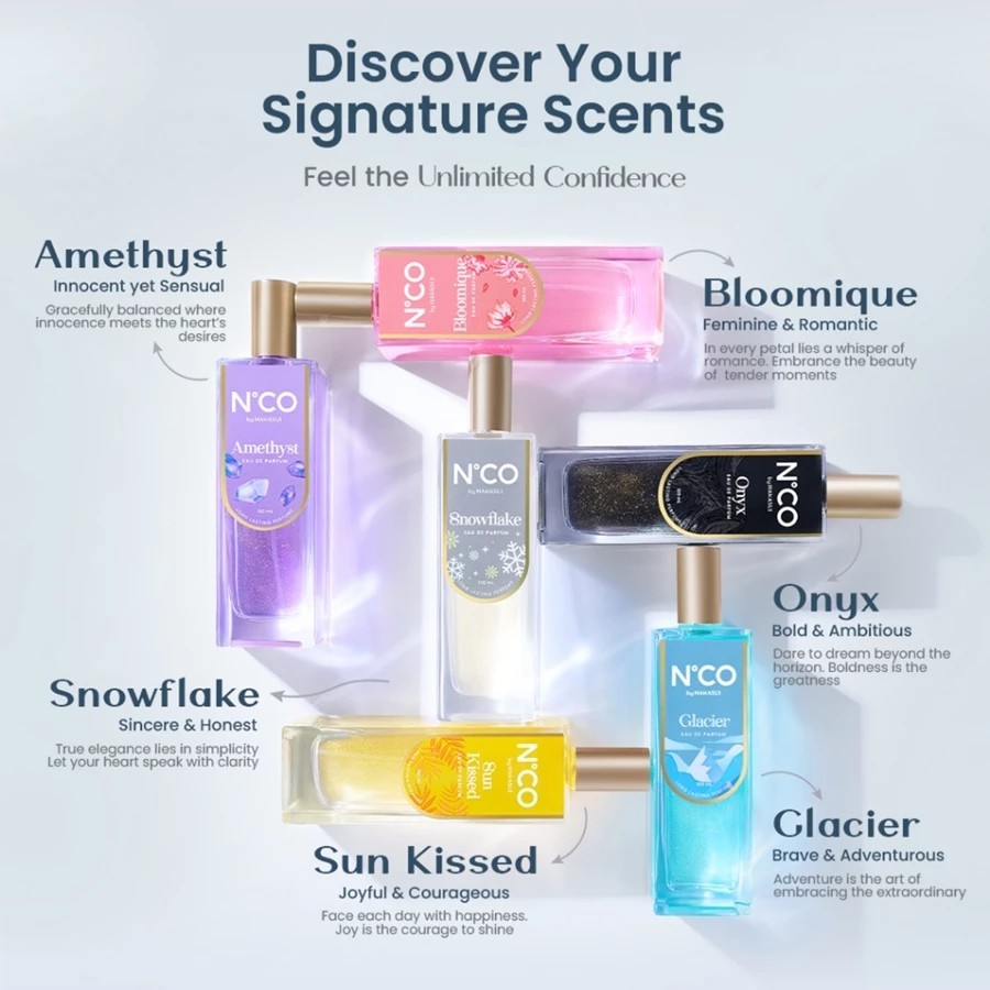 Parfum Hanasui NCO Original EDP 100ml - Wangi Premium Tahan Lama | Sun Kissed, Onyx, Snowflake, Glac