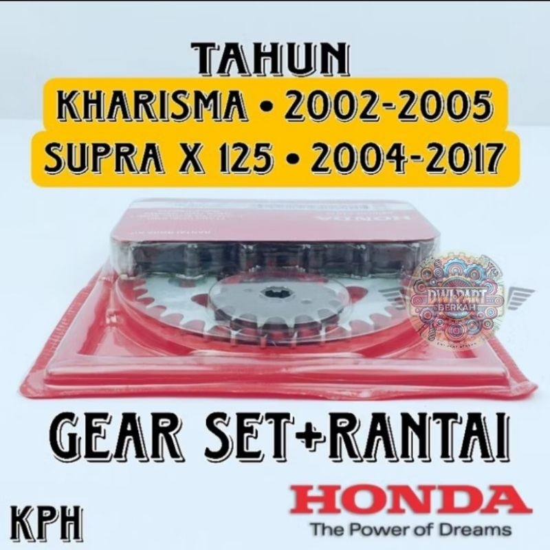 GEAR SET RANTAI ORIGINAL HONDA KPH SUPRA 125, SUPRA X 125, KARISMA, REVO LAMA, KPH GEAR SET SUPRA KP